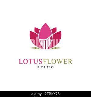 Statistical Lotus Flower Icon Logo Design Template Stock Vector