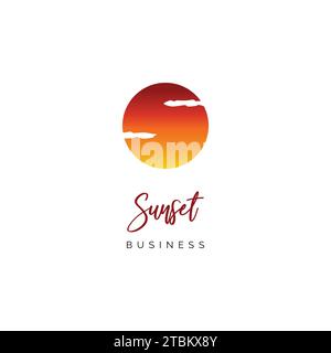 Sunset icon logo design inspiration Stock Vector