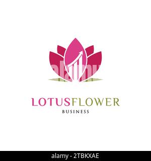 Statistical Lotus Flower Icon Logo Design Template Stock Vector