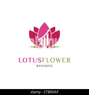 Statistical Lotus Flower Icon Logo Design Template Stock Vector