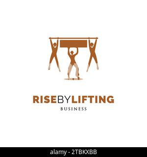 Rise by Lifting Others Icon Logo Design Template Stock Vector