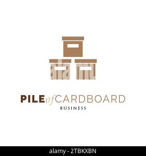 Pile of Cardboard Icon Logo Design Template Stock Vector