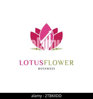 Statistical Lotus Flower Icon Logo Design Template Stock Vector