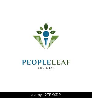 People Leaf Icon Logo Design Template Stock Vector