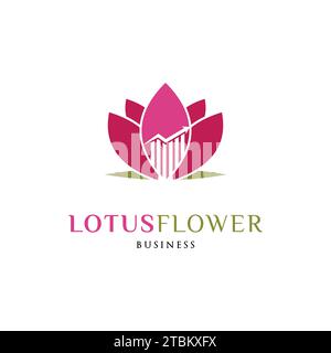 Statistical Lotus Flower Icon Logo Design Template Stock Vector