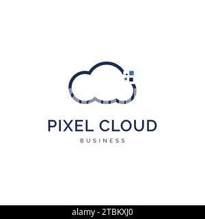 Pixel cloud logo design inspiration Stock Vector