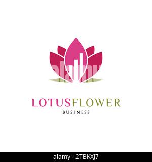 Statistical Lotus Flower Icon Logo Design Template Stock Vector