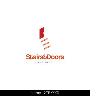 Stairs and doors icon logo design inspiration Stock Vector