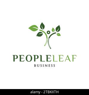 People Leaf Icon Logo Design Template Stock Vector
