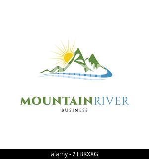 Mountain River Icon Logo Design Template Stock Vector