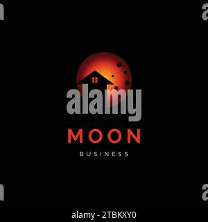 Moon house icon logo design inspiration Stock Vector