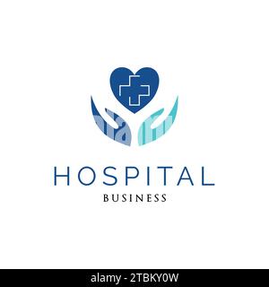 Love or Heart Hospital, Medical or Cross Plus Icon Logo Design Template Stock Vector