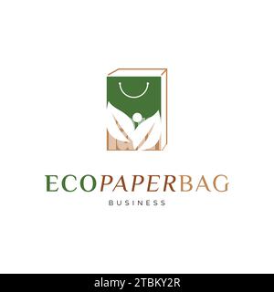 Paper Bag Leaf People Icon Logo Design Template Stock Vector