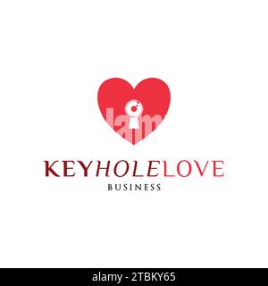 Key Hole Love or Heart Icon Logo Design Template Stock Vector
