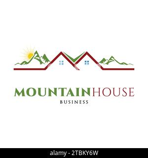 Mountain with House Icon Logo Design Template Stock Vector