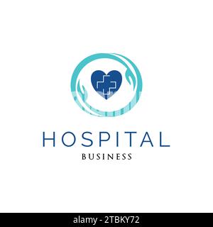 Love or Heart Hospital, Medical or Cross Plus Icon Logo Design Template Stock Vector