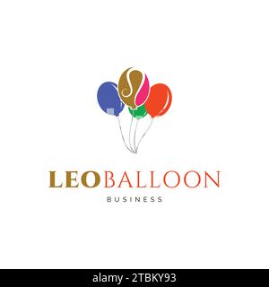 Leo Zodiac with Balloon Icon Logo Design Template Stock Vector