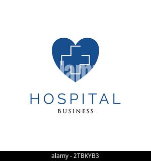 Love or Heart Hospital, Medical or Cross Plus Icon Logo Design Template Stock Vector