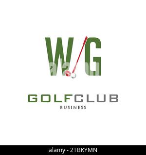 Initial Letter WG Golf Club Icon Logo Design Template Stock Vector