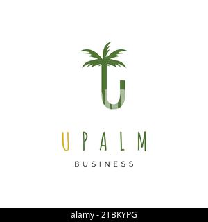 Initial letter U coconut tree icon logo design inspiration Stock Vector