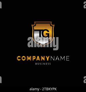Initial Letter TG Shield Icon Logo Design Template Stock Vector