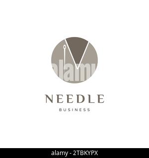 Initial Letter V Needle Icon Logo Design Template Stock Vector