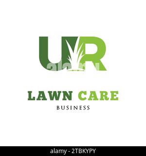 Initial Letter UR Lawn Care Icon Logo Design Template Stock Vector
