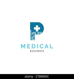 Initial letter P cross plus icon logo design inspiration Stock Vector