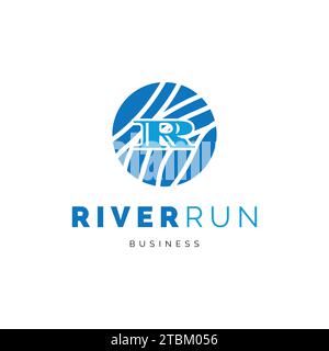 Initial letter R river run icon logo design inspiration Stock Vector