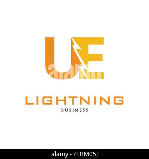 Initial Letter UE Lightning Icon Logo Design Template Stock Vector