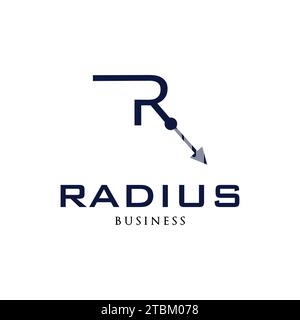 Initial Letter R Radius or R Arrow Icon Logo Design Template Stock Vector