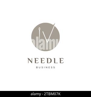 Initial Letter V Needle Icon Logo Design Template Stock Vector