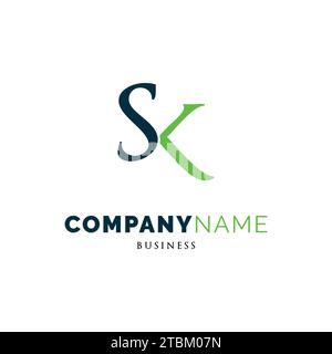 Initial Letter SK Icon Logo Design Template Stock Vector