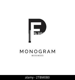Initial Letter PF Monogram Icon Logo Design Template Stock Vector