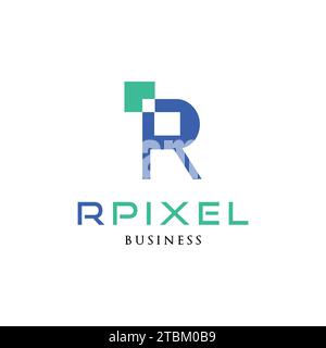 Initial Letter R Pixel Icon Logo Design Template Stock Vector