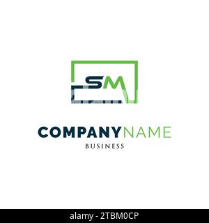 Initial Letter SM Icon Logo Design Template Stock Vector