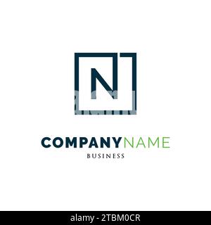 Initial Letter N Square Icon Logo Design Template Stock Vector