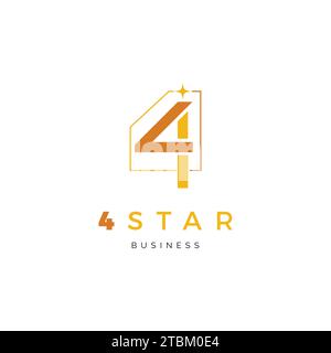 Initial Letter Number Four or Number 4 Star Icon Logo Design Template Stock Vector