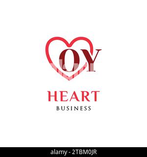 Initial Letter OY Love or Heart Icon Logo Design Template Stock Vector