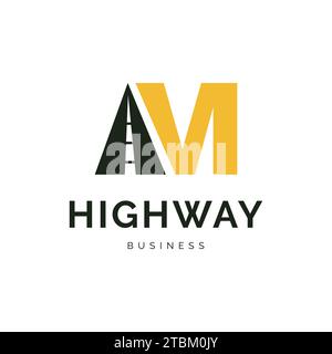 Initial letter M highway icon logo design inspiration Stock Vector