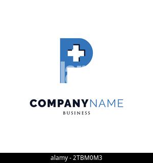 Initial Letter P Cross Plus Hospital Medical Icon Logo Design Template Stock Vector