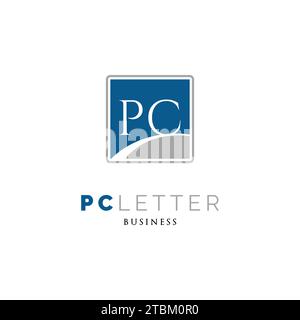 Initial Letter PC Icon Logo Design Template Stock Vector