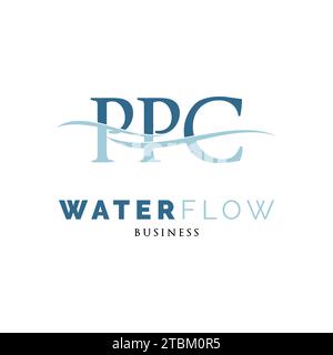 Initial Letter PPC Water Flow Icon Logo Design Template Stock Vector