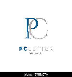 Initial Letter PC Icon Logo Design Template Stock Vector