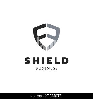 Initial Letter FF Shield Icon Logo Design Template Stock Vector