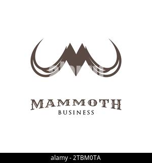 Initial Letter M Mammoth Ivory Icon Logo Design Template Stock Vector