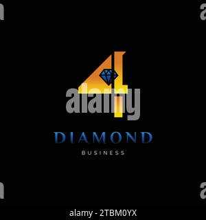 Initial Letter Number Four or Number 4 Diamond Icon Logo Design Template Stock Vector