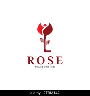 Initial letter l rose flower logo design inspiration Stock Vector