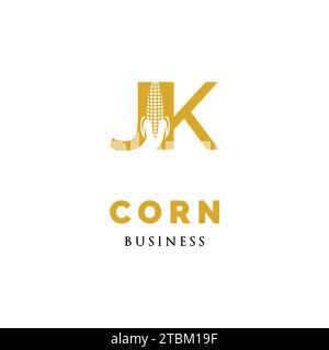 Initial Letter JK Corn Icon Logo Design Template Stock Vector