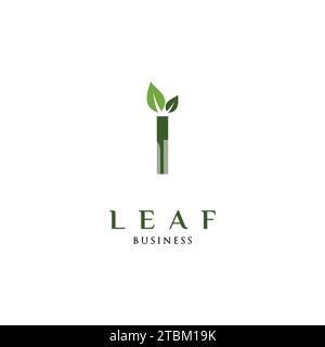Initial Letter I Leaf Icon Logo Design Template Stock Vector